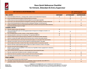 Confined Space Entry Quick Checklist